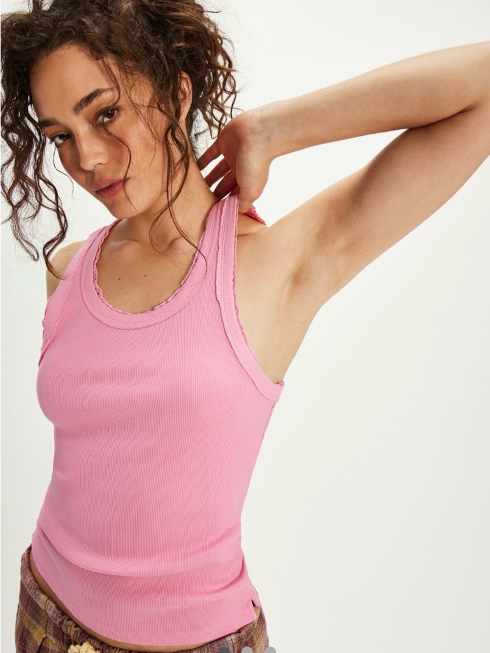 Free People Rowan Ribbed Pink Carnation Tank